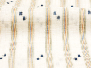 暈し縞に井桁絣 八重山上布着物・てんとう虫の模様すくい織八寸麻名古屋帯