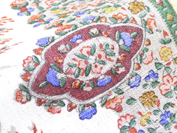 ヨーロッパ更紗模様　花のボーダー生紬単衣小紋