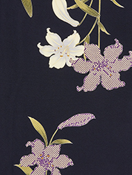 百合の花疋田模様小紋着物