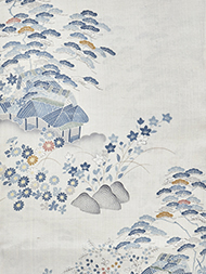 茶屋辻模様一方附小紋生紬単衣着物