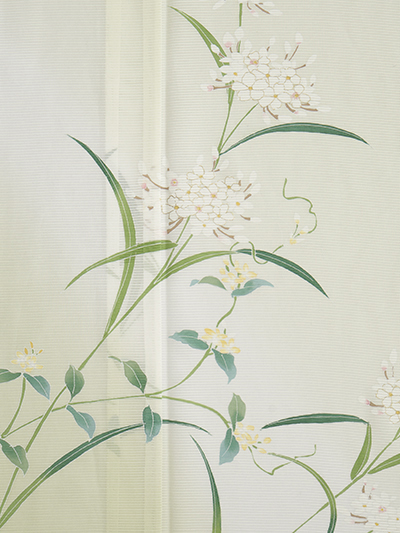 草花模様絽附下