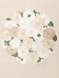 八重桜の丸刺繍九寸名古屋帯地 工芸キモノ野口