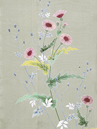 薊の花友禅紗訪問着地 工芸キモノ野口