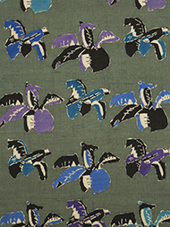「飛翔の蕪」型絵染名古屋帯地 国画会会員 添田敏子作