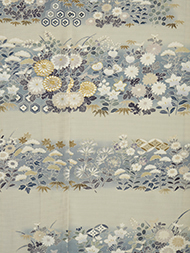 秋草模様友禅に刺繍絽訪問着地