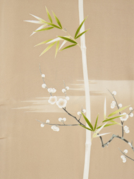 竹に梅友禅絵羽コート地 工芸染匠成謙