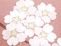 暈し染分けに桜の花手刺繍袋帯