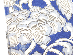 牡丹唐草藍型染二部式名古屋帯