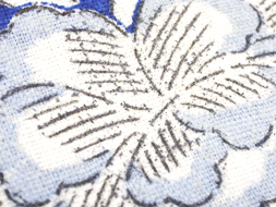 牡丹唐草藍型染二部式名古屋帯