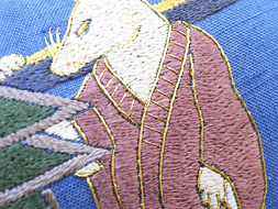 狐の嫁入り図手刺繍袋帯　長艸工房製