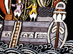 南蛮船模様手刺繍名古屋帯