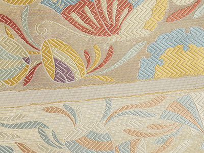 貝と蝶の模様夏唐織本袋帯　川島織物製 width=