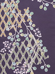 垣根に萩の花図友禅名古屋帯(作家物)