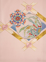 万年青と華文刺繍名古屋帯