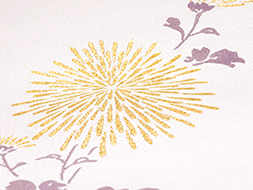 菊の花（森口華弘図案）爪掻綴れ織八寸名古屋帯　「綴織」人間国宝　細見華岳作