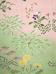 春の草花図友禅振袖 品川恭子作