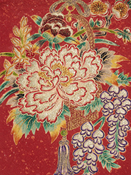 牡丹に藤の花図袋帯 皆川月華作