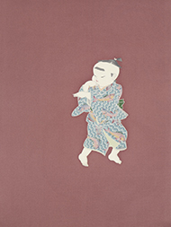 鯉の着物童子図加賀友禅開名古屋帯 初代由水十久作