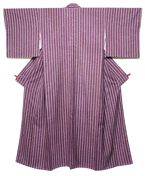 紫根染 水玉の絞りの縞着物（t41'440Mz） 着物紹介