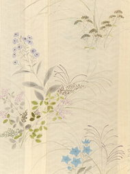 秋草模様手描変り絽附下