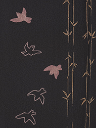 竹に雀の模様小紋袷着物