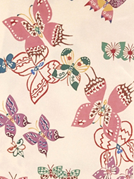 蝶々の模様型絵染着物地 国画会会員 立花長子作