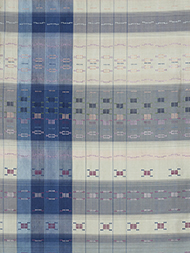 片身藍縞花織貝紫糸使用袋帯地　日本工芸会正会員　秋山眞和作