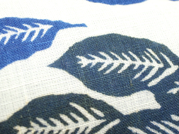 木の葉の模様藍型染麻名古屋帯　松原染色工房製
