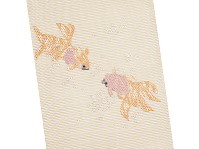 金魚の刺繍絽綴れ八寸名古屋帯 箸尾百亭作(K21_7100hu)紹介