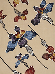 花菖蒲模様型絵染全通京袋帯