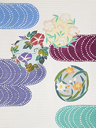 花の丸紋友禅絽塩瀬名古屋帯 腰原淳策作