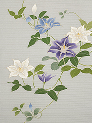 テッセンの花手描友禅絽名古屋帯