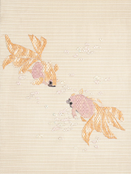 金魚の刺繍絽綴れ八寸名古屋帯 箸尾百亭作