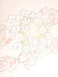 紫陽花の図綴地手描名古屋帯　「友禅」人間国宝　森口華弘作