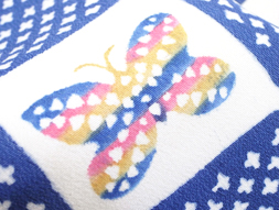 市松に蝶々型絵染小紋着物　立花長子作