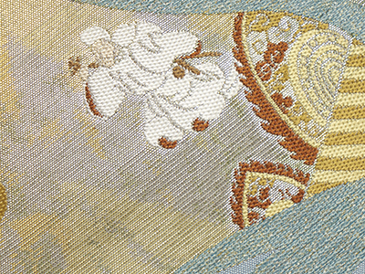 本極錦 水面に大和絵の図 プラチナ箔本袋帯 川島織物製(M82'660Ke 